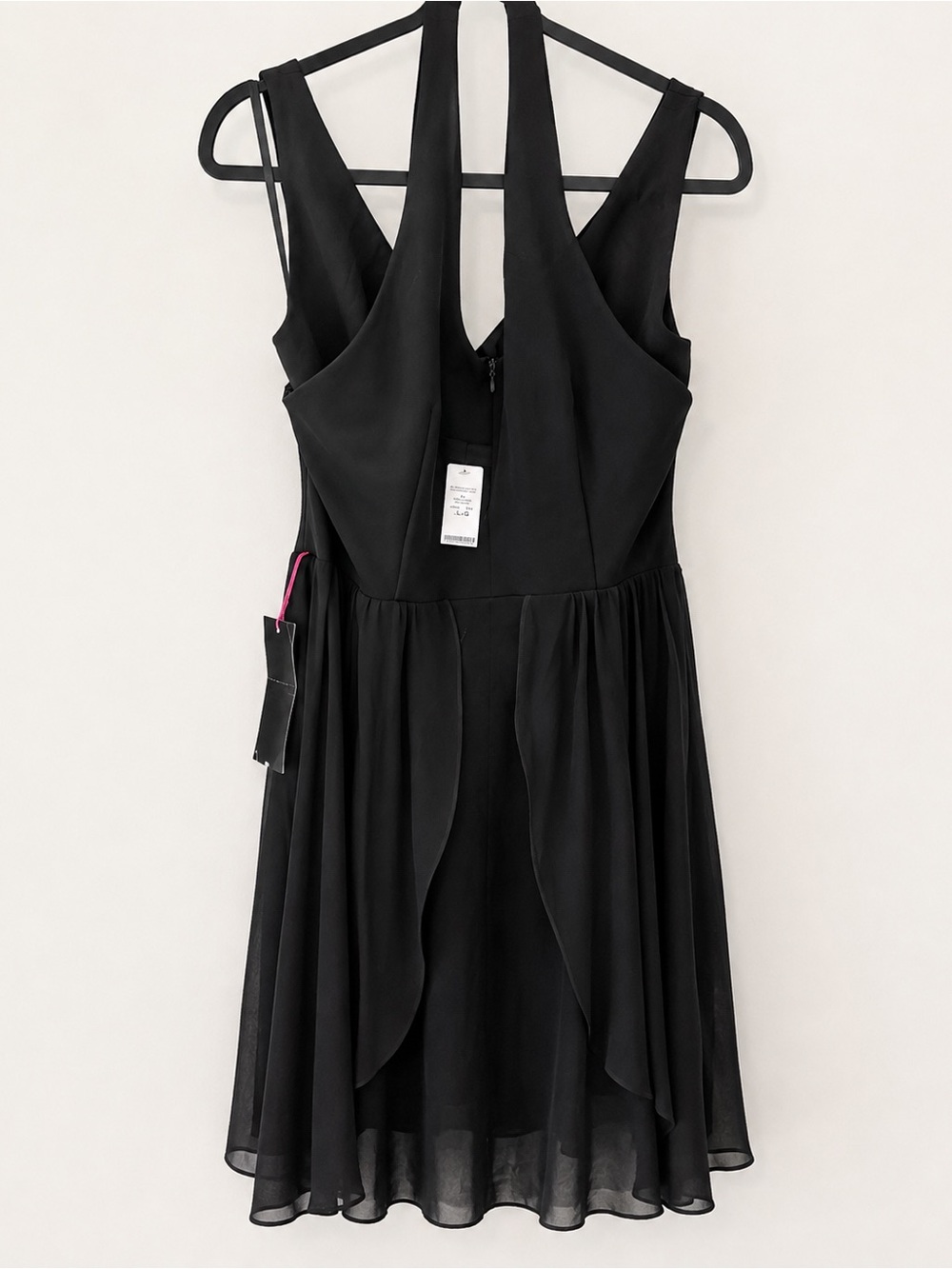 bebe Black Sleeveless V-Back Chiffon Mini Dress - Picture 1 of 5